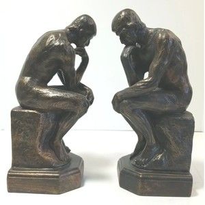 Set of 2 Vintage Large Rodin “The Thinker” 10"” Chalkware Ceramic Statue 3+ LBS